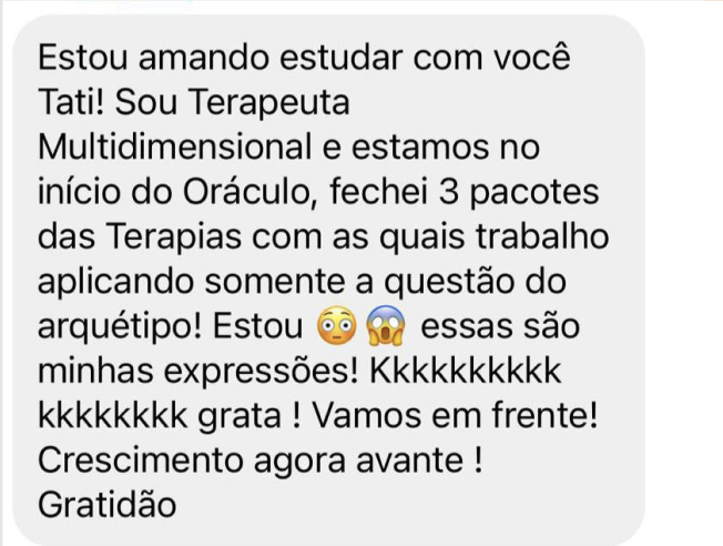 Depoimento dizendo que fechou três pacotes aplicando a questão do arquétipo