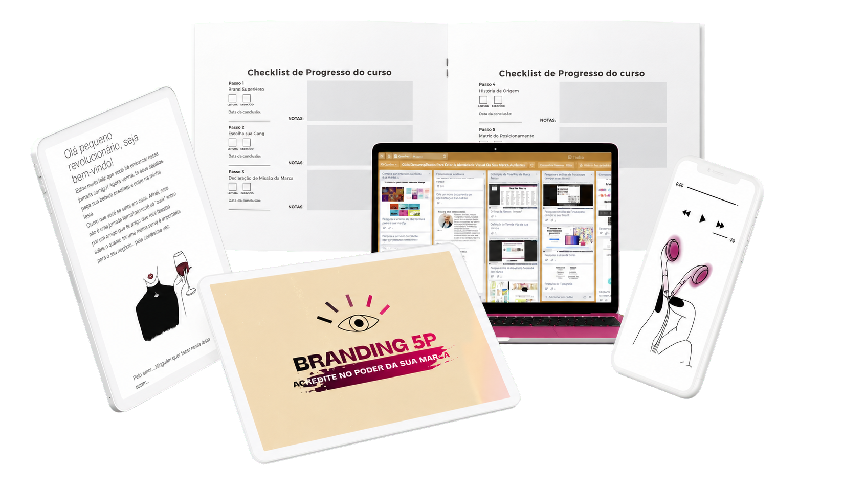 Todos os materiais e dispositivos que compõem o Branding 5P
