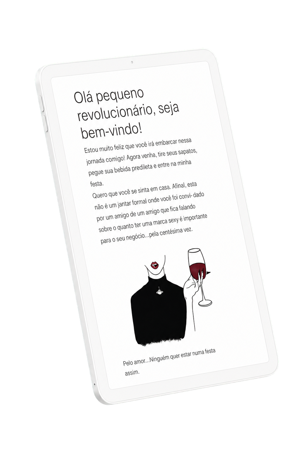 Tablet com a página de boas-vindas do Branding 5P